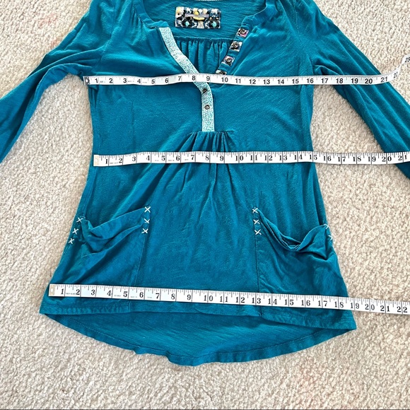 ANTHROPOLOGIE LITTLE YELLOW BUTTON Calantha Long Sleeve Henley—SZ. XS - Picture 8 of 15